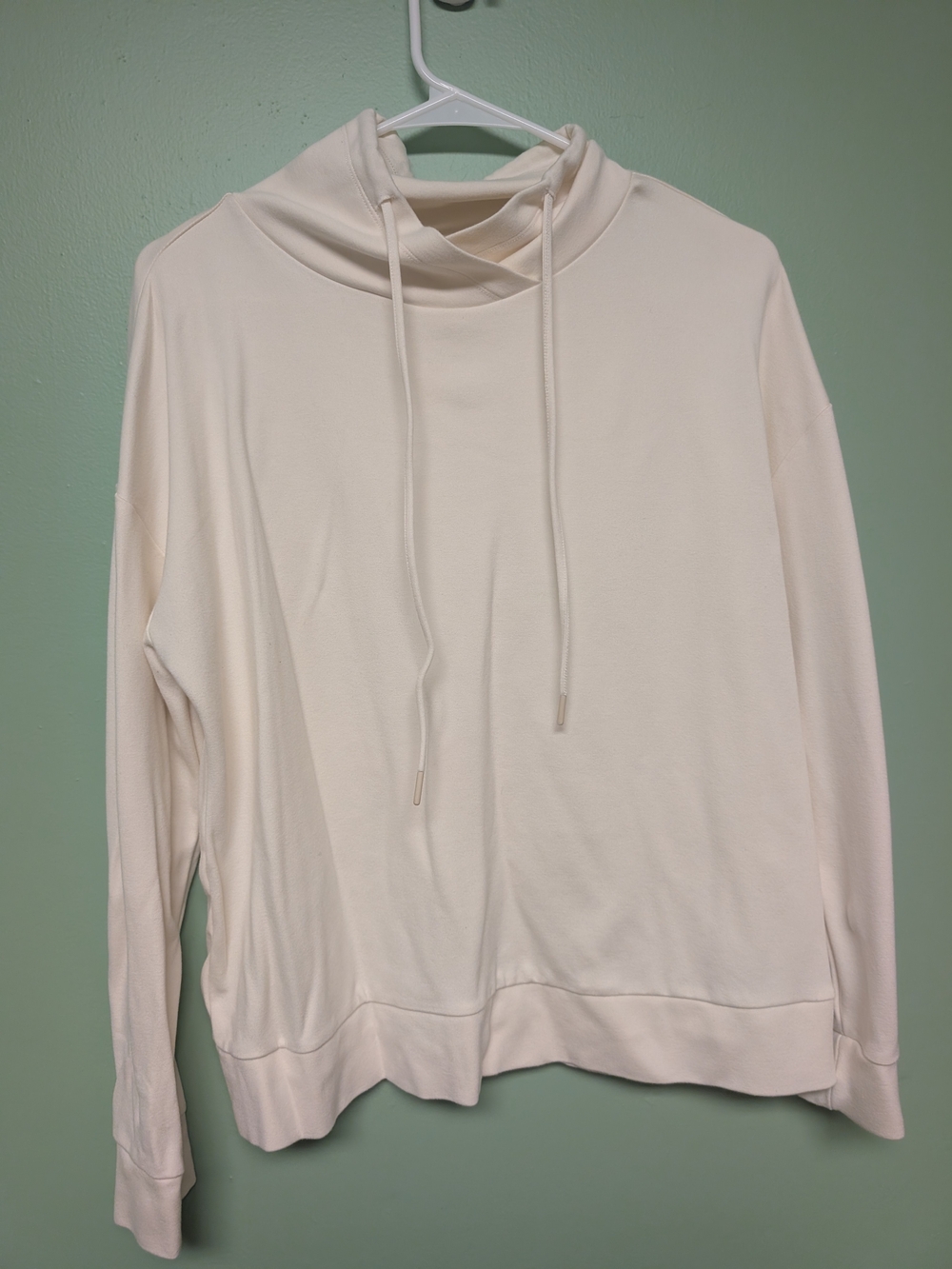 Anne Klein Cream Cowl Neck Drawstring Pullover